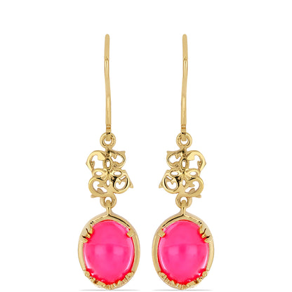 Arannyal Bevont Ezüst Fülbevaló Lega Dembi Etiópiai Rózsaszínű Opállal