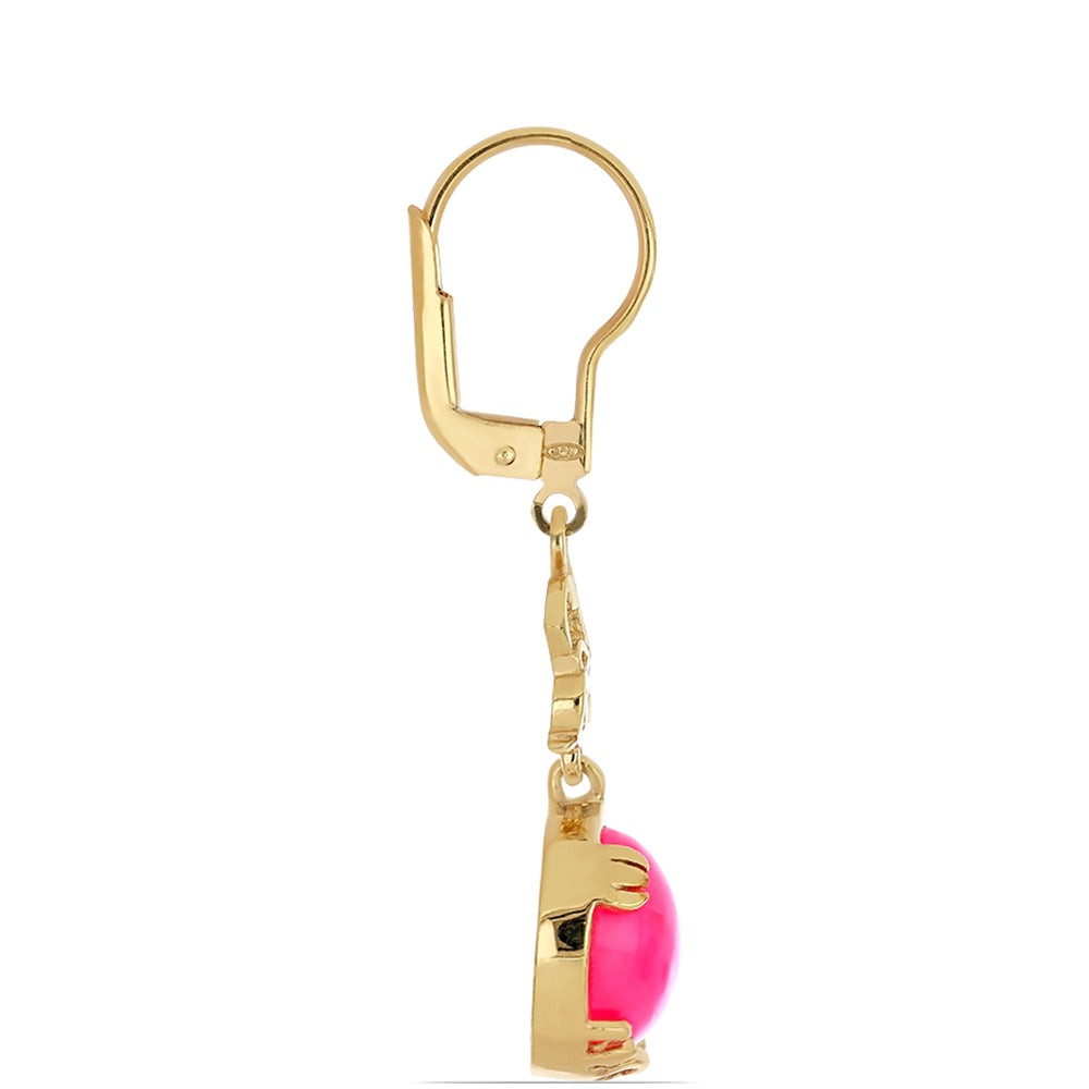 Arannyal Bevont Ezüst Fülbevaló Lega Dembi Etiópiai Rózsaszínű Opállal