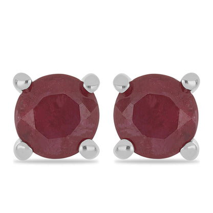 Ezüst Fülbevaló Madagaszkári Rubinnal