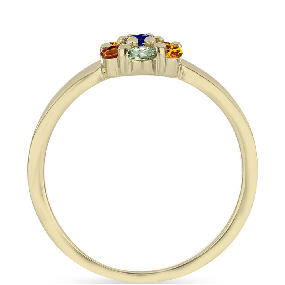 Arannyal Bevont Ezüst Gyűrű Rosebery Szivárvány Zafírral