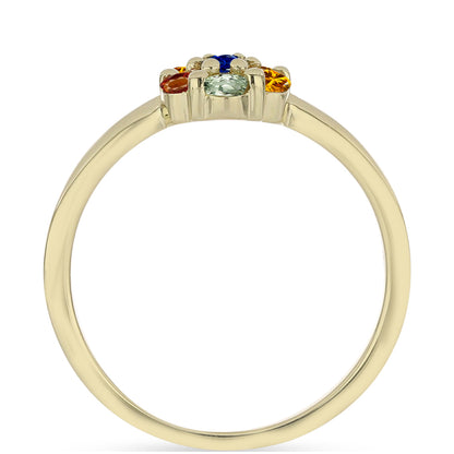 Arannyal Bevont Ezüst Gyűrű Rosebery Szivárvány Zafírral