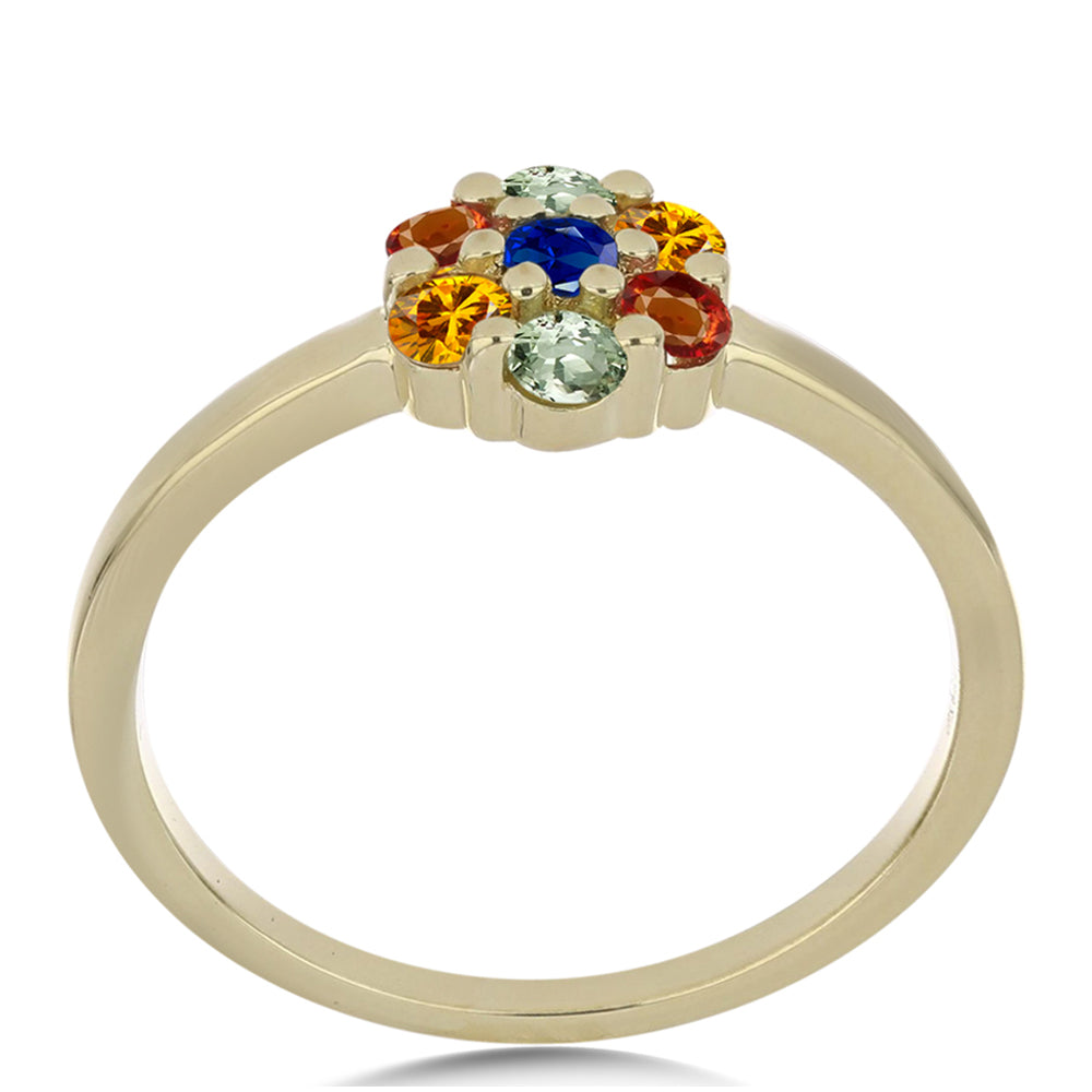 Arannyal Bevont Ezüst Gyűrű Rosebery Szivárvány Zafírral
