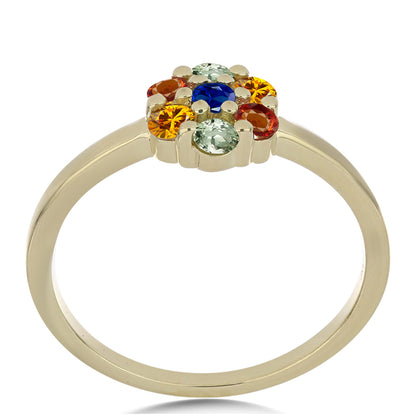 Arannyal Bevont Ezüst Gyűrű Rosebery Szivárvány Zafírral