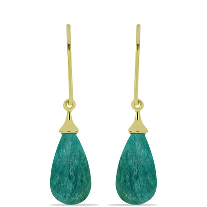 Arannyal Bevont Ezüst Fülbevaló Amazonittal