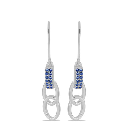 Ezüst Fülbevaló Minősített laboratóriumban előállított Királykék Moissanite-tel