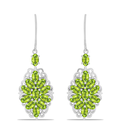 Ezüst Fülbevaló Changbai Peridottal