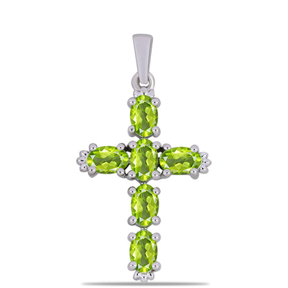Kereszt Ezüst Medál Changbai Peridottal