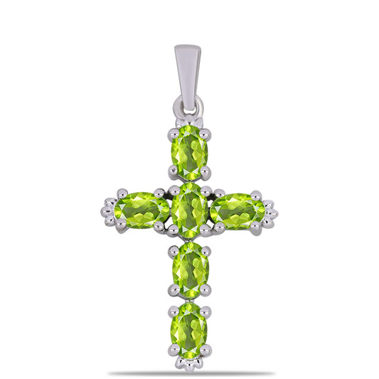 Kereszt Ezüst Medál Changbai Peridottal