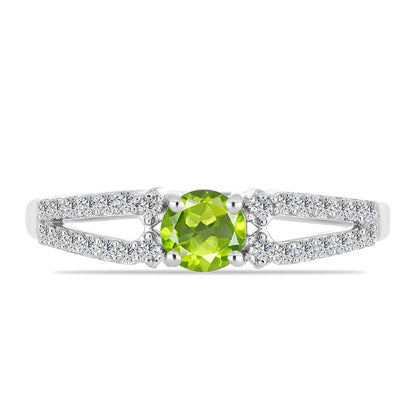Ezüst Gyűrű Changbai Peridottal és Fehér Topázzal