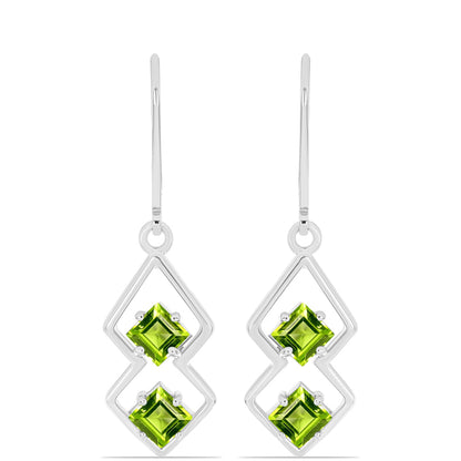 Ezüst Fülbevaló Changbai Peridottal