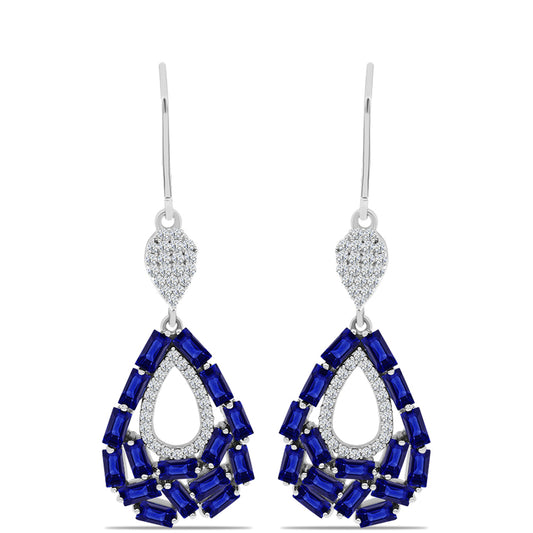 Ezüst Fülbevaló Ausztrál Kék Zafírral és Fehér Topázzal