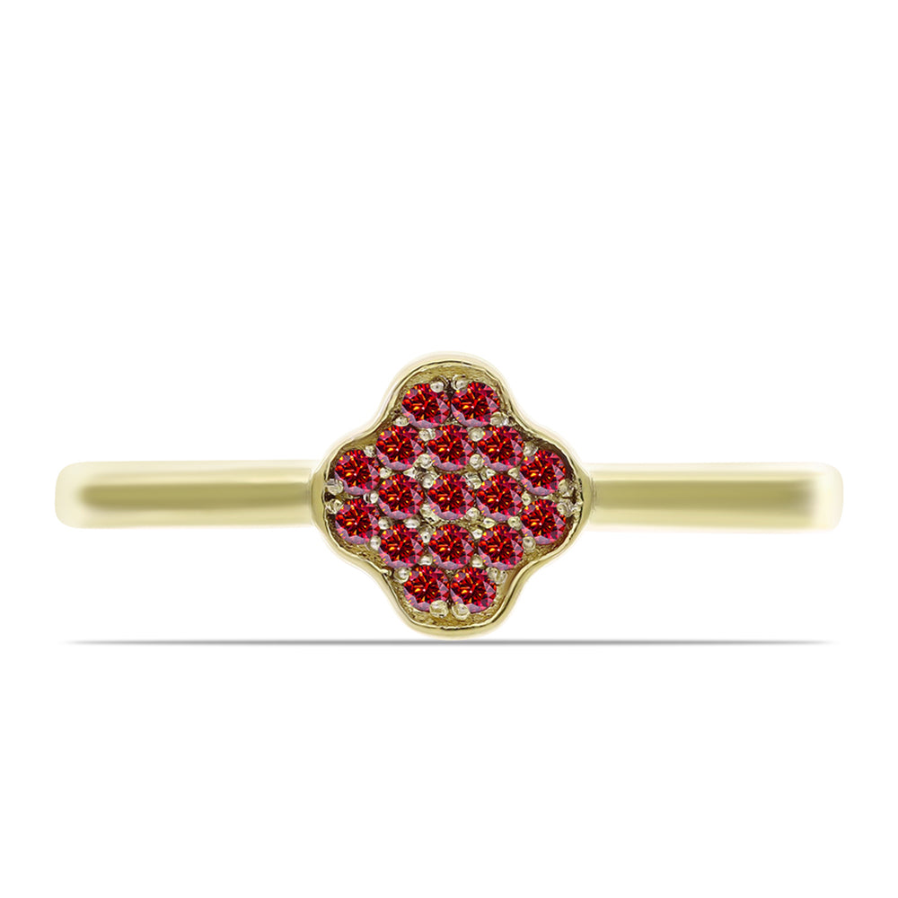 Arannyal Bevont Ezüst Gyűrű Fenséges Vörös Moissanite-tal