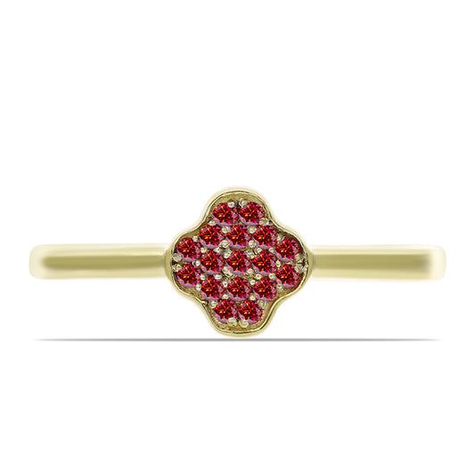 Arannyal Bevont Ezüst Gyűrű Fenséges Vörös Moissanite-tal