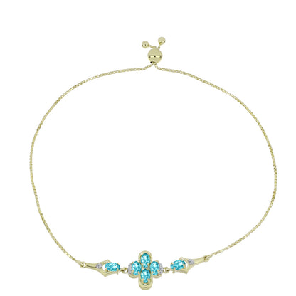 Arannyal Bevont Ezüst Karkötő Paraiba Kvarccal és Fehér Topázzal
