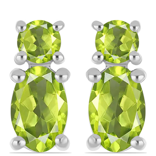 Ezüst Fülbevaló Changbai Peridottal