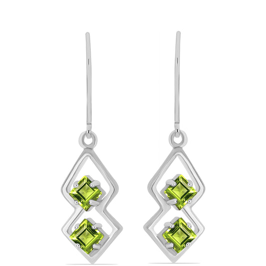 Ezüst Fülbevaló Changbai Peridottal