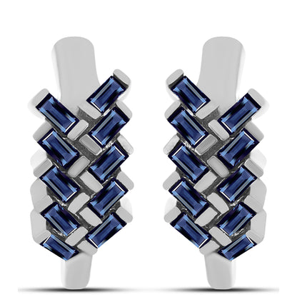 Ezüst Fülbevaló "Császár Lila" Moissanite-tel