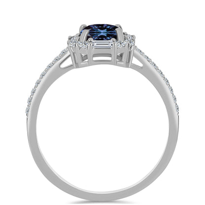 Ezüst Gyűrű "Császár Lila" Moissanite-tel és Fehér Cirkónnal