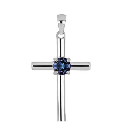 Kereszt Ezüst Medál "Császár Lila" Moissanite-tel