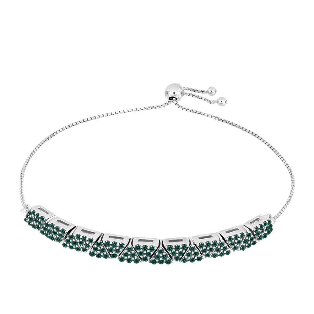 Ezüst Karkötő Zöldes Tengerkék Moissanite-tal