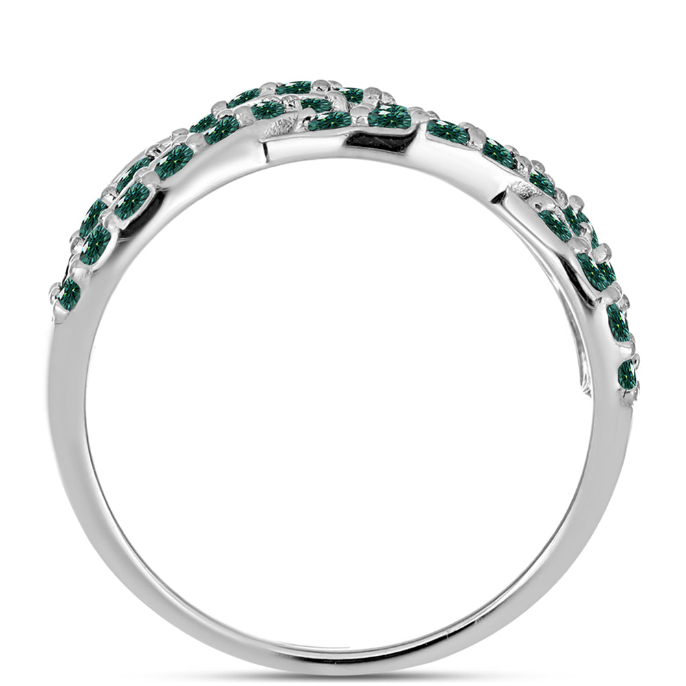 Ezüst Gyűrű Zöldes Tengerkék Moissanite-tal