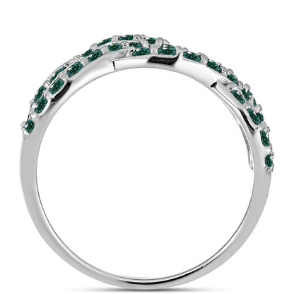 Ezüst Gyűrű Zöldes Tengerkék Moissanite-tal