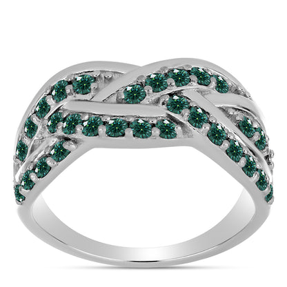 Ezüst Gyűrű Zöldes Tengerkék Moissanite-tal