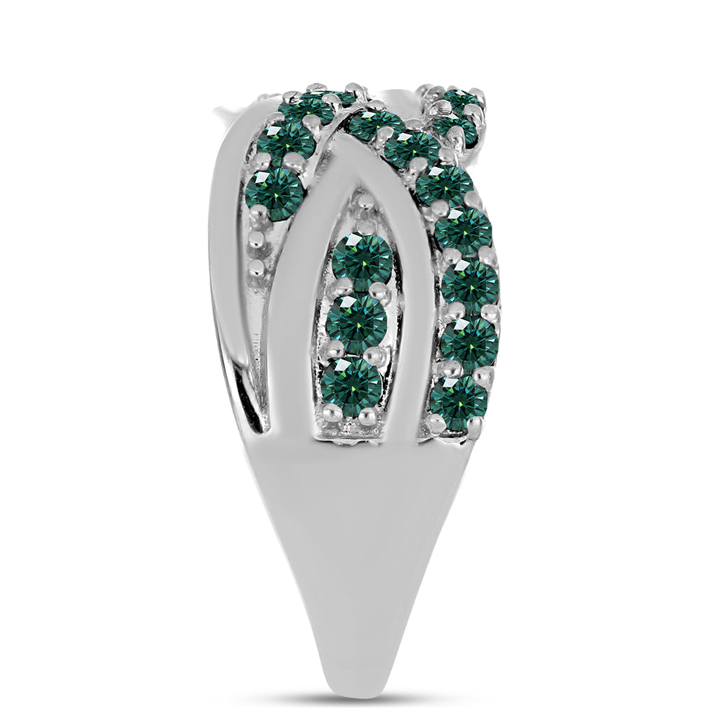 Ezüst Gyűrű Zöldes Tengerkék Moissanite-tal