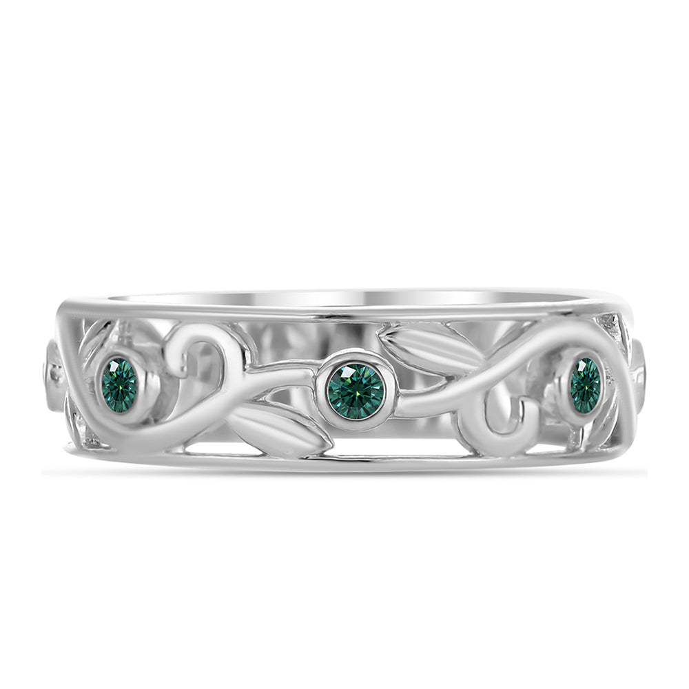 Ezüst Gyűrű Zöldes Tengerkék Moissanite-tal