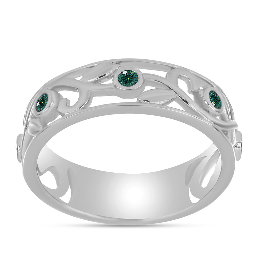 Ezüst Gyűrű Zöldes Tengerkék Moissanite-tal