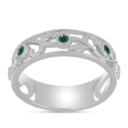 Ezüst Gyűrű Zöldes Tengerkék Moissanite-tal