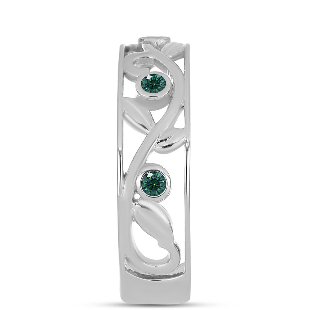 Ezüst Gyűrű Zöldes Tengerkék Moissanite-tal