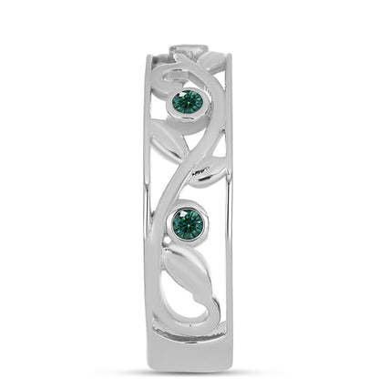 Ezüst Gyűrű Zöldes Tengerkék Moissanite-tal