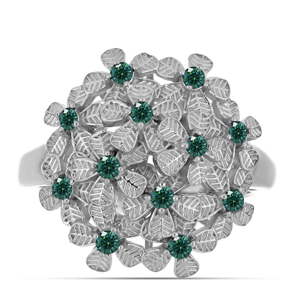 Ezüst Gyűrű Zöldes Tengerkék Moissanite-tal
