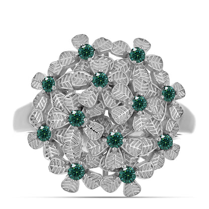 Ezüst Gyűrű Zöldes Tengerkék Moissanite-tal