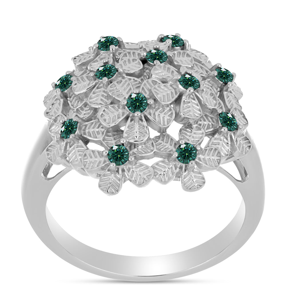 Ezüst Gyűrű Zöldes Tengerkék Moissanite-tal
