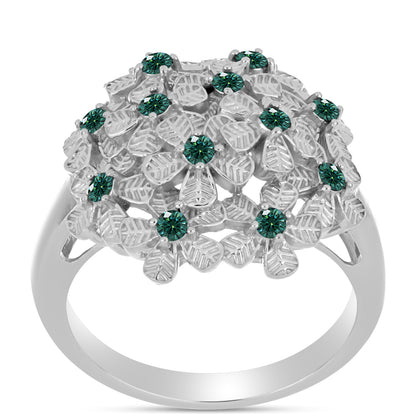 Ezüst Gyűrű Zöldes Tengerkék Moissanite-tal