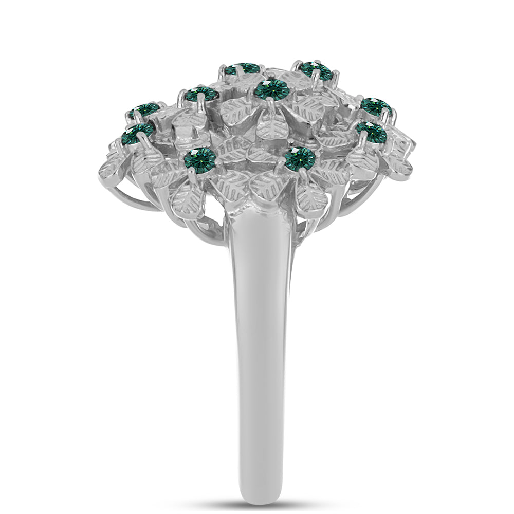 Ezüst Gyűrű Zöldes Tengerkék Moissanite-tal