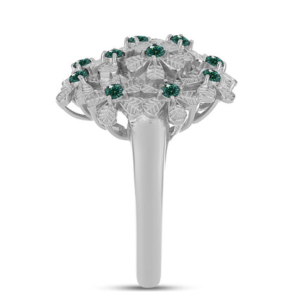 Ezüst Gyűrű Zöldes Tengerkék Moissanite-tal