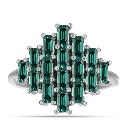 Ezüst Gyűrű Zöldes Tengerkék Moissanite-tal