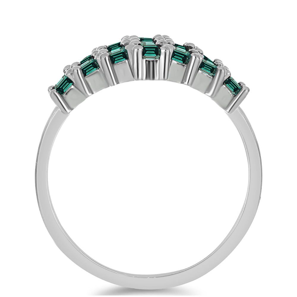 Ezüst Gyűrű Zöldes Tengerkék Moissanite-tal