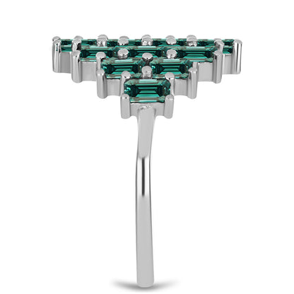 Ezüst Gyűrű Zöldes Tengerkék Moissanite-tal