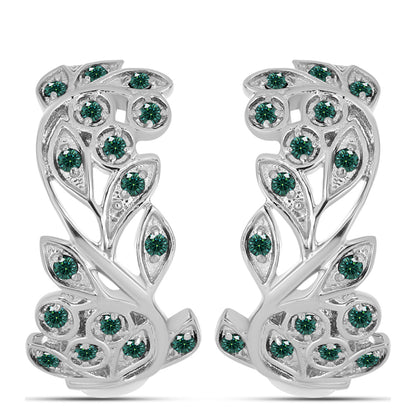 Ezüst Fülbevaló Zöldes Tengerkék Moissanite-tal