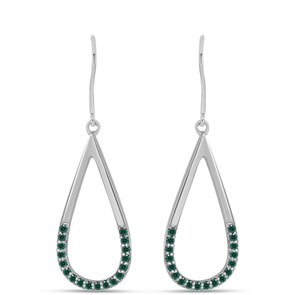Ezüst Fülbevaló Zöldes Tengerkék Moissanite-tal