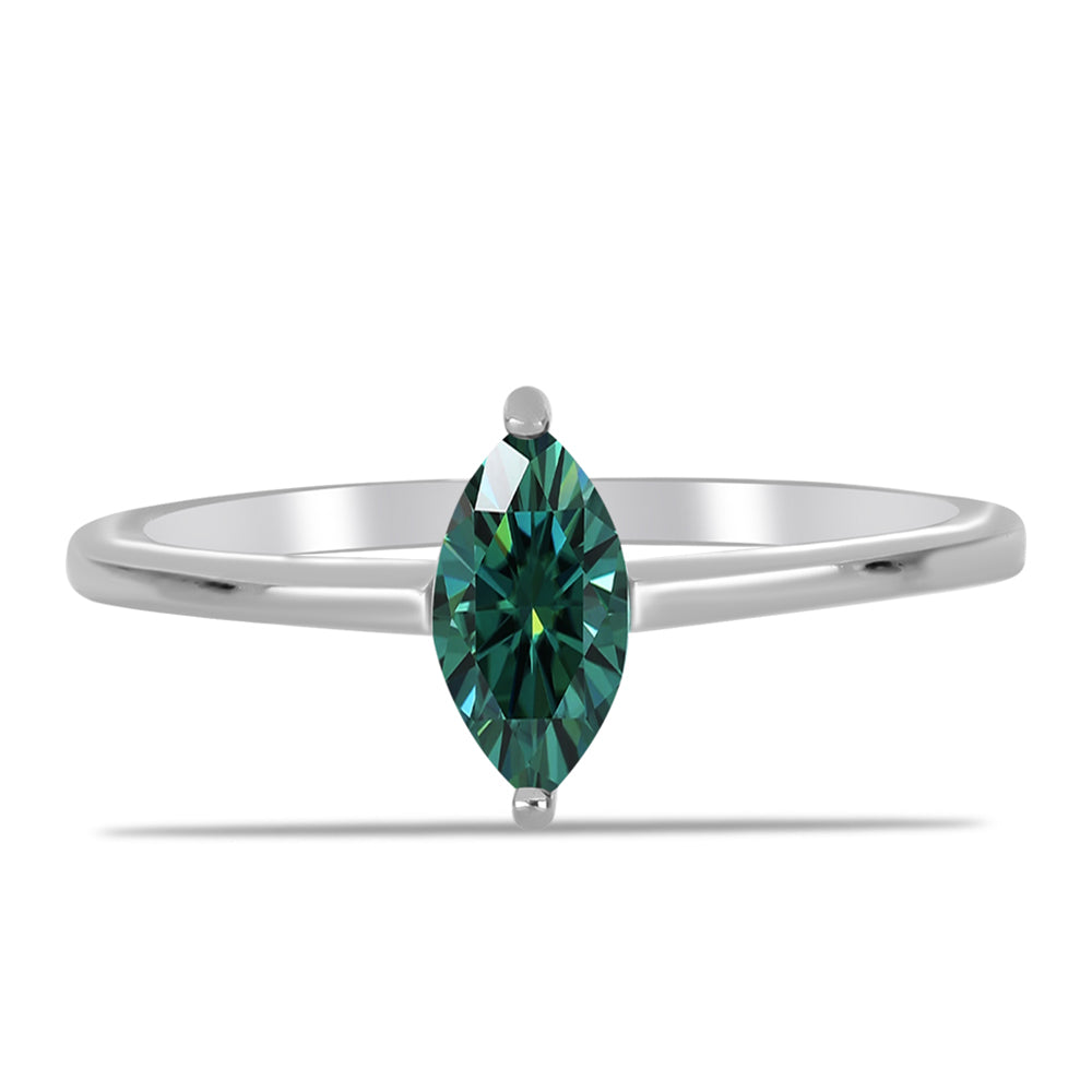 Ezüst Gyűrű Zöldes Tengerkék Moissanite-tal