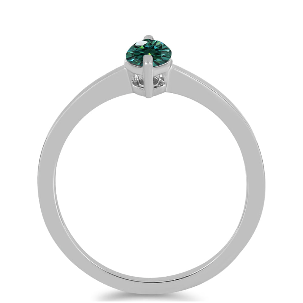 Ezüst Gyűrű Zöldes Tengerkék Moissanite-tal
