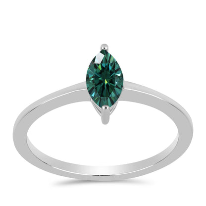 Ezüst Gyűrű Zöldes Tengerkék Moissanite-tal