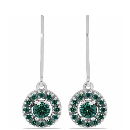 Ezüst Fülbevaló Zöldes Tengerkék Moissanite-tal