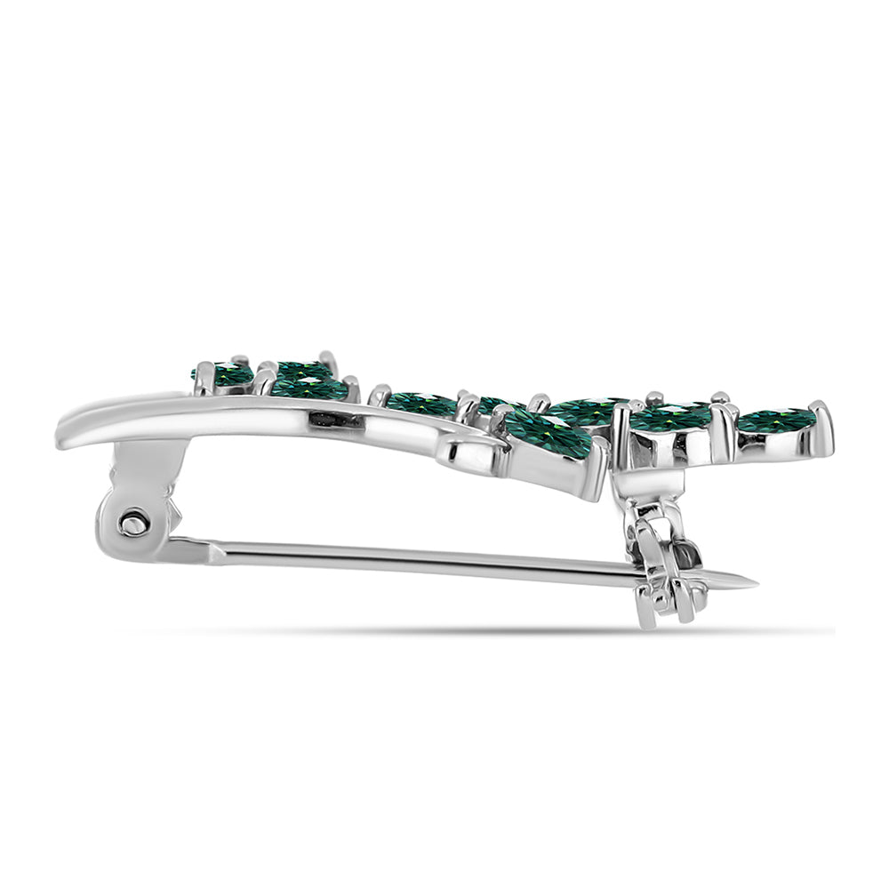 Ezüst Bross Zöldes Tengerkék Moissanite-tal