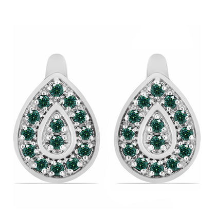 Ezüst Fülbevaló Zöldes Tengerkék Moissanite-tal